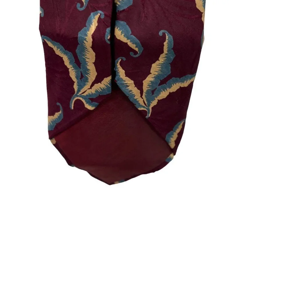 Vintage Giorgio Armani Cravatte Maroon Jacquard Plants Tie